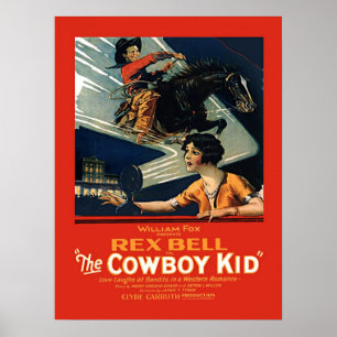 Vintage Movie Advertisement Rex Bell Cowboy Kid Poster
