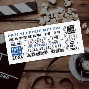 Vintage Movie Biljett Birthday Anpassningsbar Färg Inbjudningar