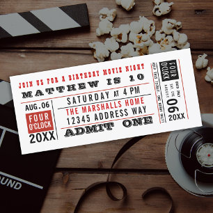 Vintage Movie Biljett Birthday Inbjudningar