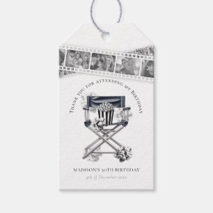 Vintage Movie Night Vuxen Birthday Presentetikett