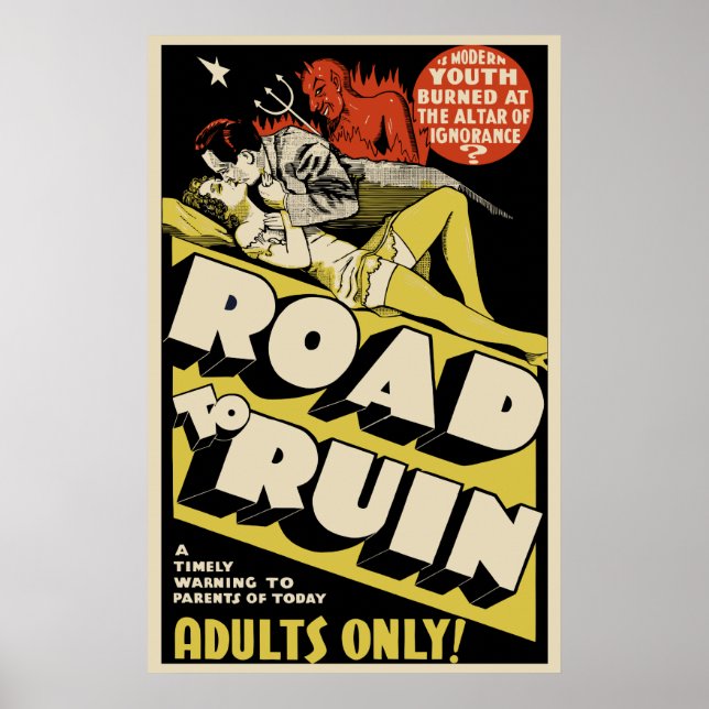 Vintage Movie Poster Art - "Road to Ruin" (Framsidan)