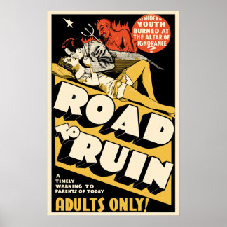 Vintage Movie Poster Art - "Road to Ruin"
