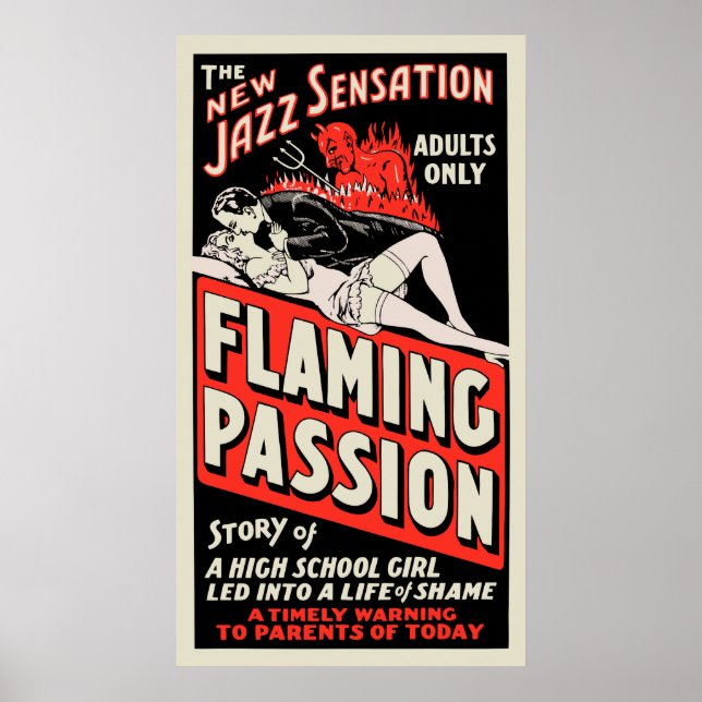 Vintage Movie Poster - "Flaming Passion" (Framsidan)