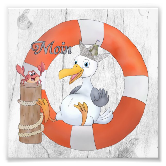 Vintage Möwe im Ring Fototryck (Framsidan)