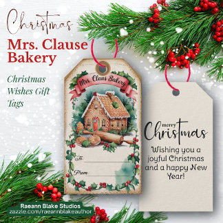 Vintage Mrs. Clause Bakery Julönskningar Presentetikett