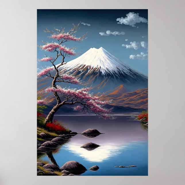 Vintage Mt. Fuji japansk Art-utskrift Poster (Framsidan)