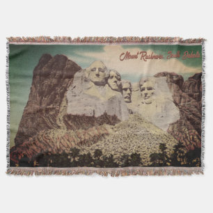 Vintage Mt. Rushmore Throw Blanket Filt