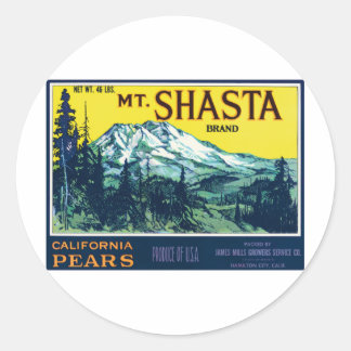Vintage Mt Shasta California Pears Label Runt Klistermärke