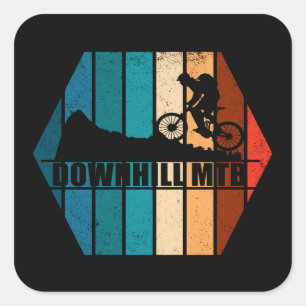 Vintage Mtb Downhill Mountainbiking Fyrkantigt Klistermärke