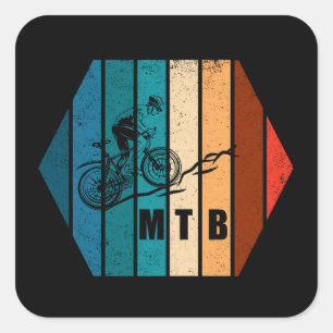 Vintage Mtb Downhill Mountainbiking Fyrkantigt Klistermärke