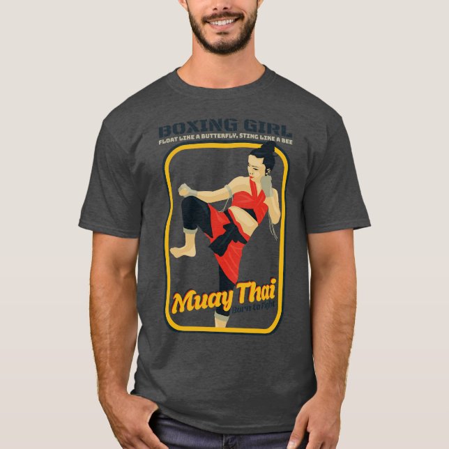 Vintage Muay Thai Boxningsflicka T Shirt (Framsida)