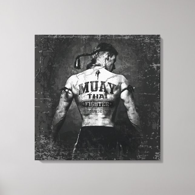 Vintage Muay Thai Fighter Canvastryck (Framsida)