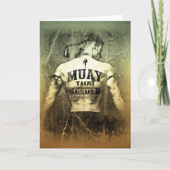 Vintage Muay Thai Fighter Kort (Framsida)