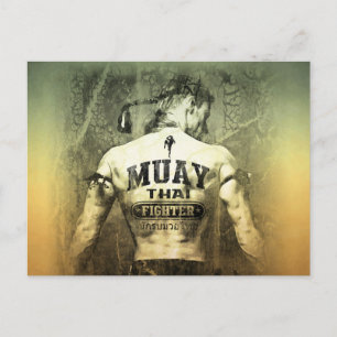 Vintage Muay Thai Fighter Vykort