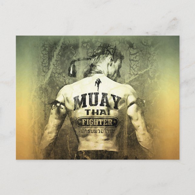 Vintage Muay Thai Fighter Vykort (Framsida)