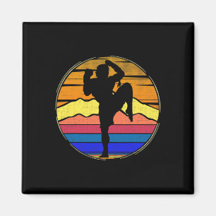 Vintage Muay Thai Retro Solnedgång Rollig Kickboxi Magnet