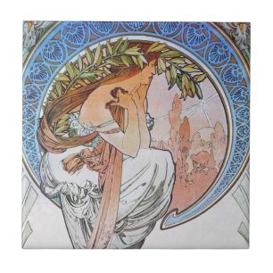 Vintage Mucha Art Kakelplatta