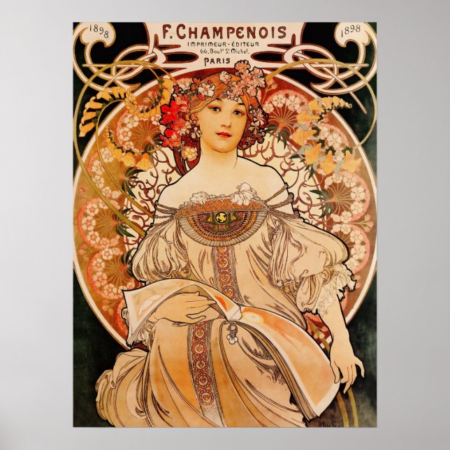 Vintage Mucha Art nouveau Poster (Framsidan)