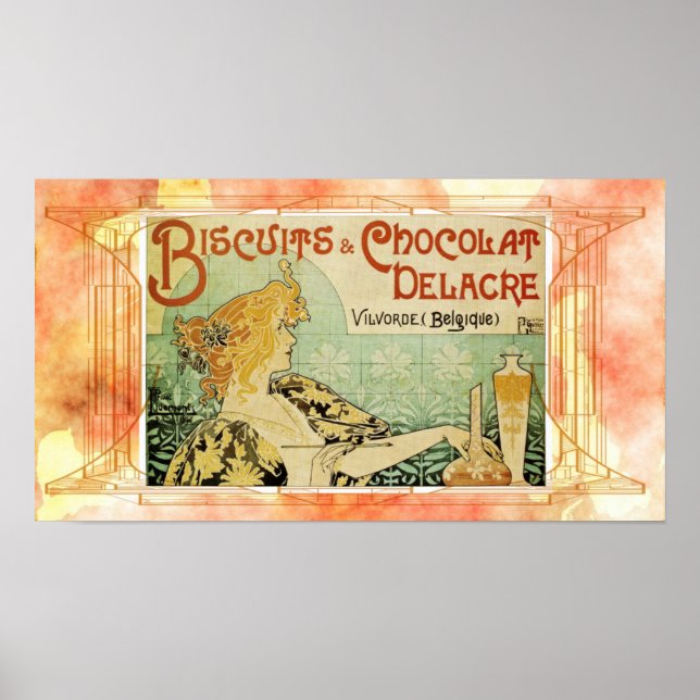Vintage Mucha Biscuits Poster (Framsidan)