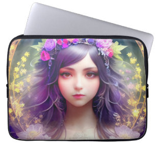 Vintage Mucha Stil Benice Woman Porträtt Laptop Fodral