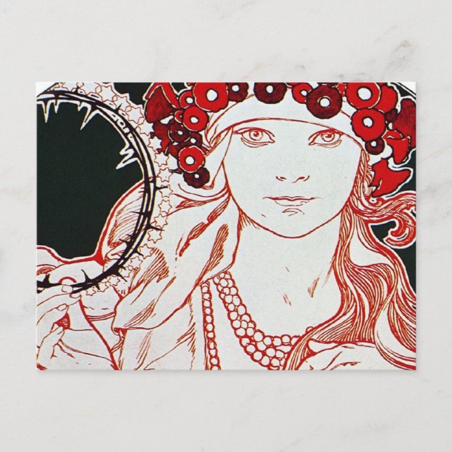 Vintage Mucha Vykort (Framsida)