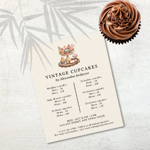 Vintage Muffinsar Bakery-bakverk för återföring Flygblad