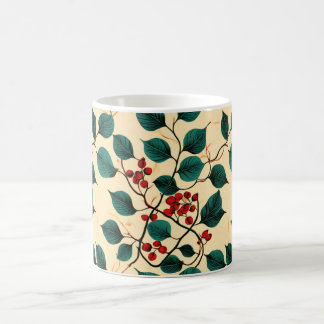 Vintage-mugdesign med botaniskt bladmotiv kaffemugg