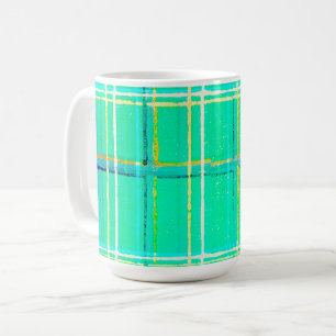 Vintage Mugg Koppar Rutigt Aqua Grönt