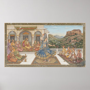 Vintage Mughal hovets miniatyr Kathak Heritage Art Poster