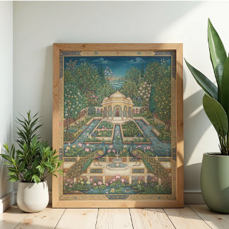 Vintage Mughal-miniatyr Påfågel Indisk Konst Poster