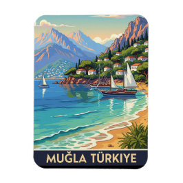 Vintage Mugla Turkey Travel Magnet