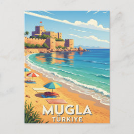 Vintage Mugla Turkey Travel Vykort