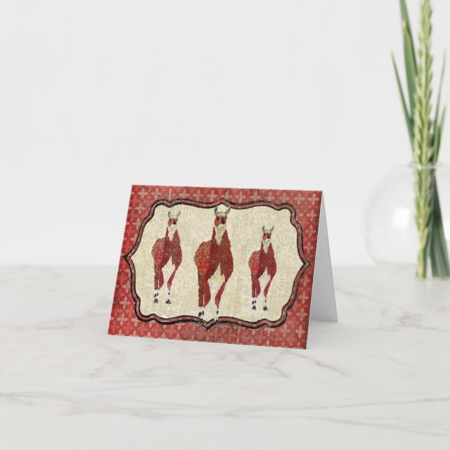Vintage Mulberry Llama Notecard Kort (Framsida)