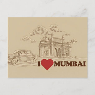 Vintage Mumbai, Indiens vattenfärturism Vykort