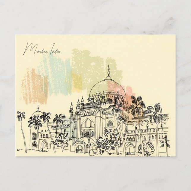 Vintage Mumbai, Indiens vattenfärturism Vykort (Framsida)
