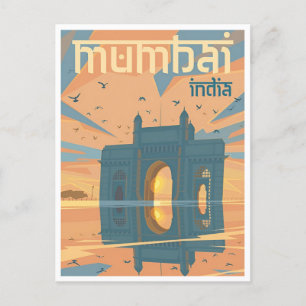 Vintage Mumbai, Indiens vattenfärturism Vykort