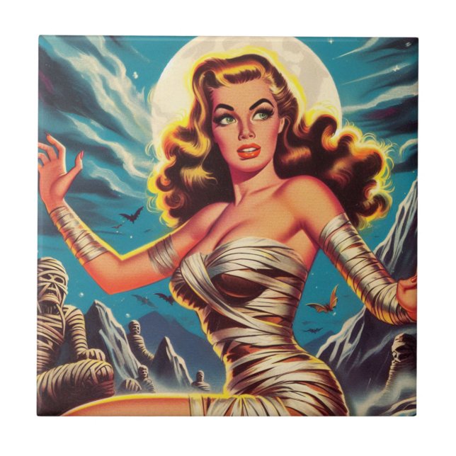 Vintage Mummy Girl Kakelplatta (Framsidan)