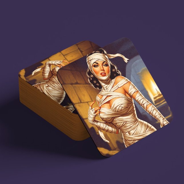 Vintage Mummy Pin-up Underlägg Papper Kvadrat (Skapare uppladdad)