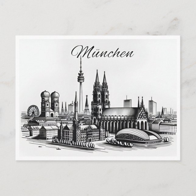 Vintage München Munchen Tyskland Vykort (Framsida)