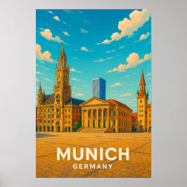 Vintage München Tyskland Resa Affisch