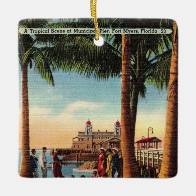 Vintage Municipal Pier Ft Myers Ornament (Framsida)