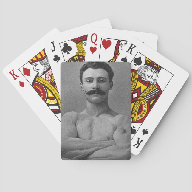 Vintage Muscle Bodybuilder Strongman Card Casinokort (Baksidan)