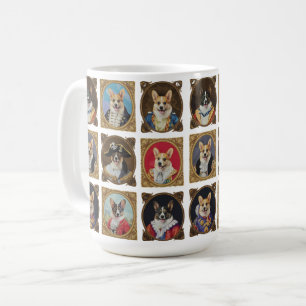 Vintage museivågg, roliga korgi hundporträtt kaffemugg