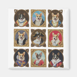 Vintage museivågg, roliga korgi hundporträtt magnet