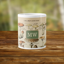 Vintage Mushroom Anpassningsbar Monogram Jumbo Mugg