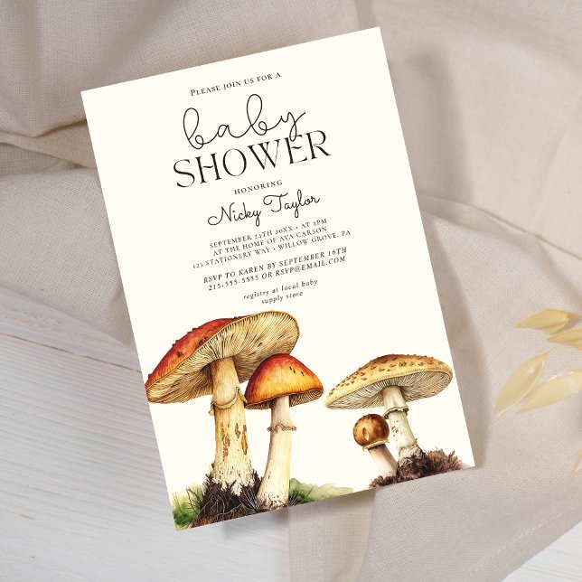 Vintage Mushroom Botanical Baby Shower Inbjudningar (Skapare uppladdad)