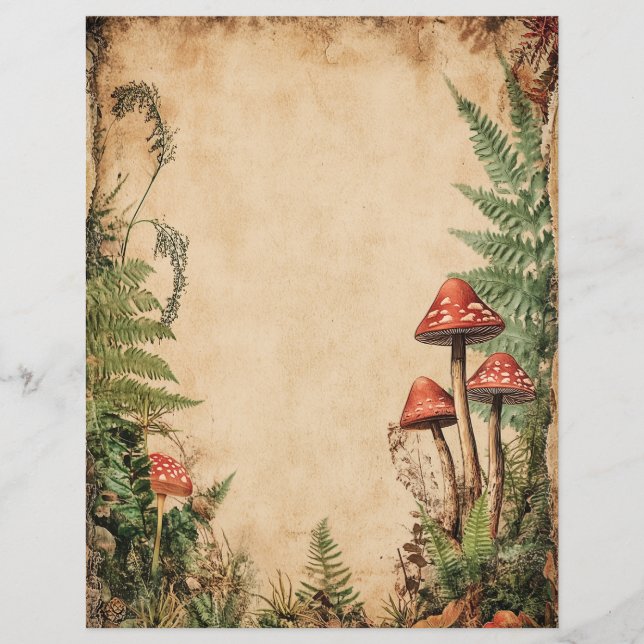 Vintage Mushroom Botaniskt skrapboksskräppost Jour (Framsida)