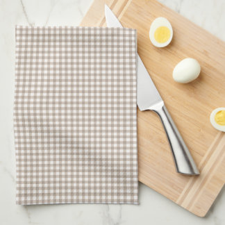 Vintage Mushroom Brown Gingham Kitchen Towel  Kökshandduk