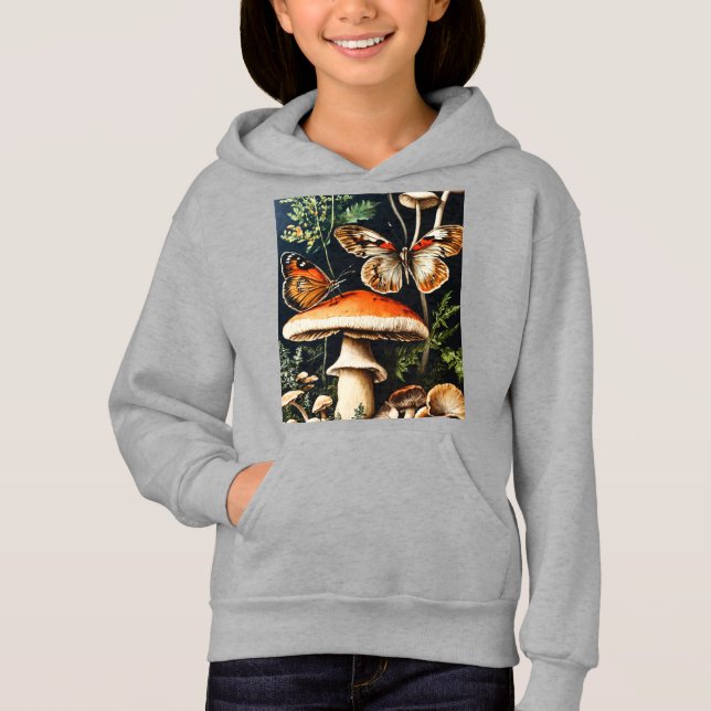 Vintage Mushroom & Butterfly Swe T Shirt (Framsida)