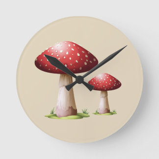 Vintage Mushroom Clock Rund Klocka